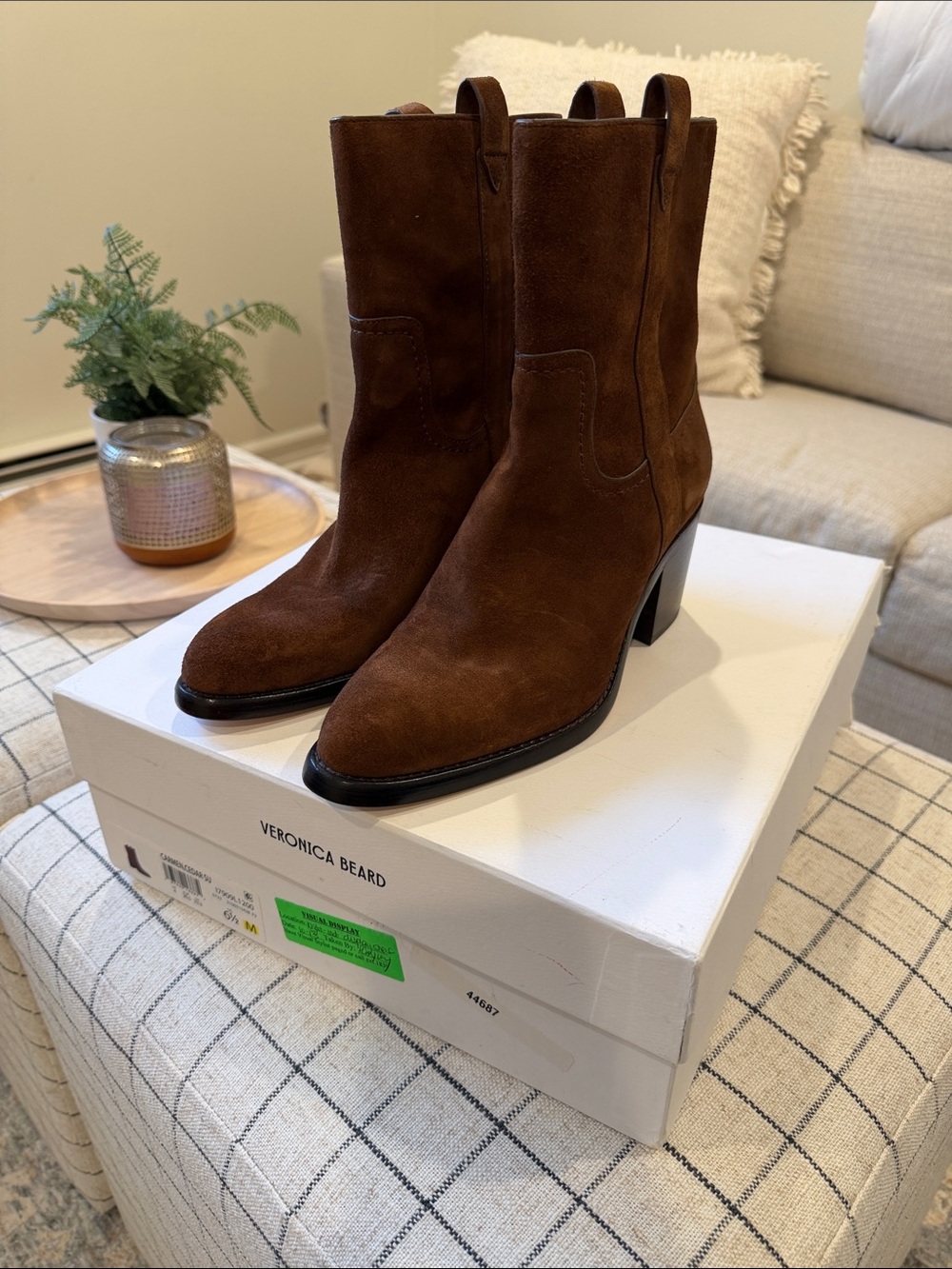 Veronica Beard Brown Suede Carmen, western boots, 6.5